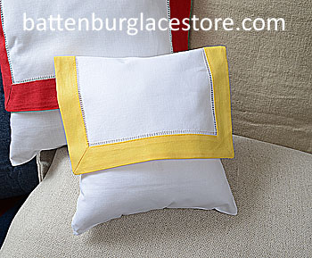 Envelope Pillow. Baby size 8 inches.White ASPEN GOLD border.